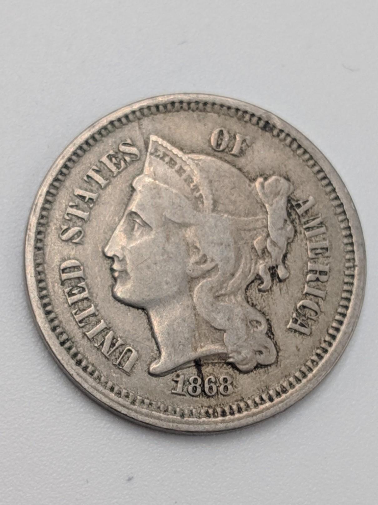 1868 Nickel 3¢