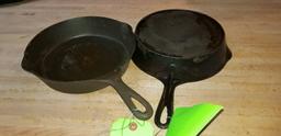 (2) Griswold Cast Iron Erie # 7 Skillets