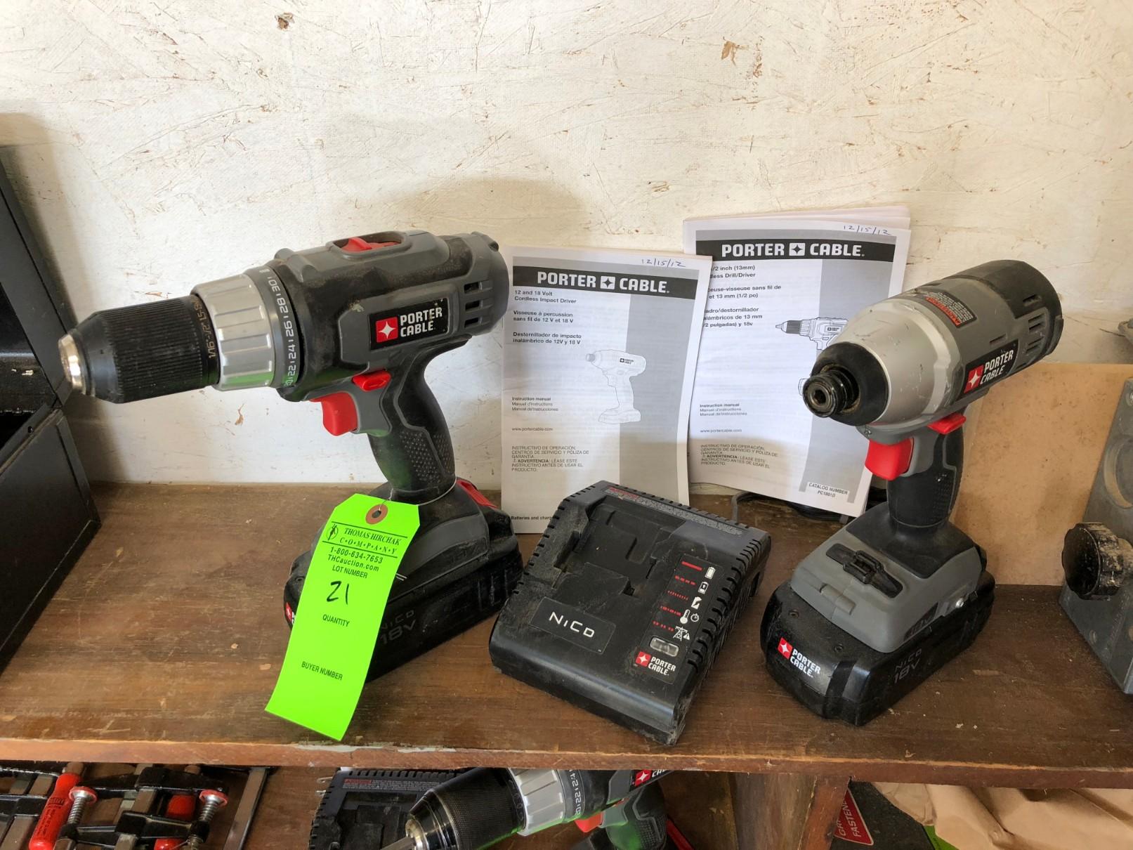 Porter Cable 18v Rechargeable Drill/Driver Set