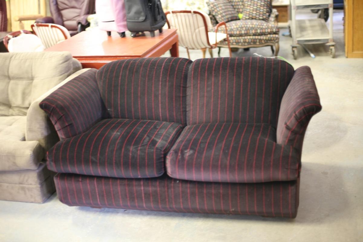 Red & Black Pinstripe Loveseat