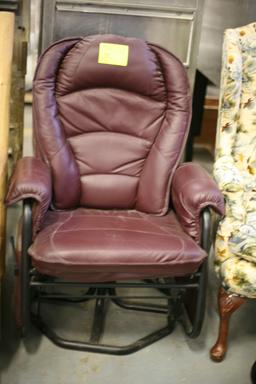 Faux Leather Rocking Chair w/ Ottoman