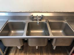 3-Bay SS Sink w/ Drainboards & Faucet