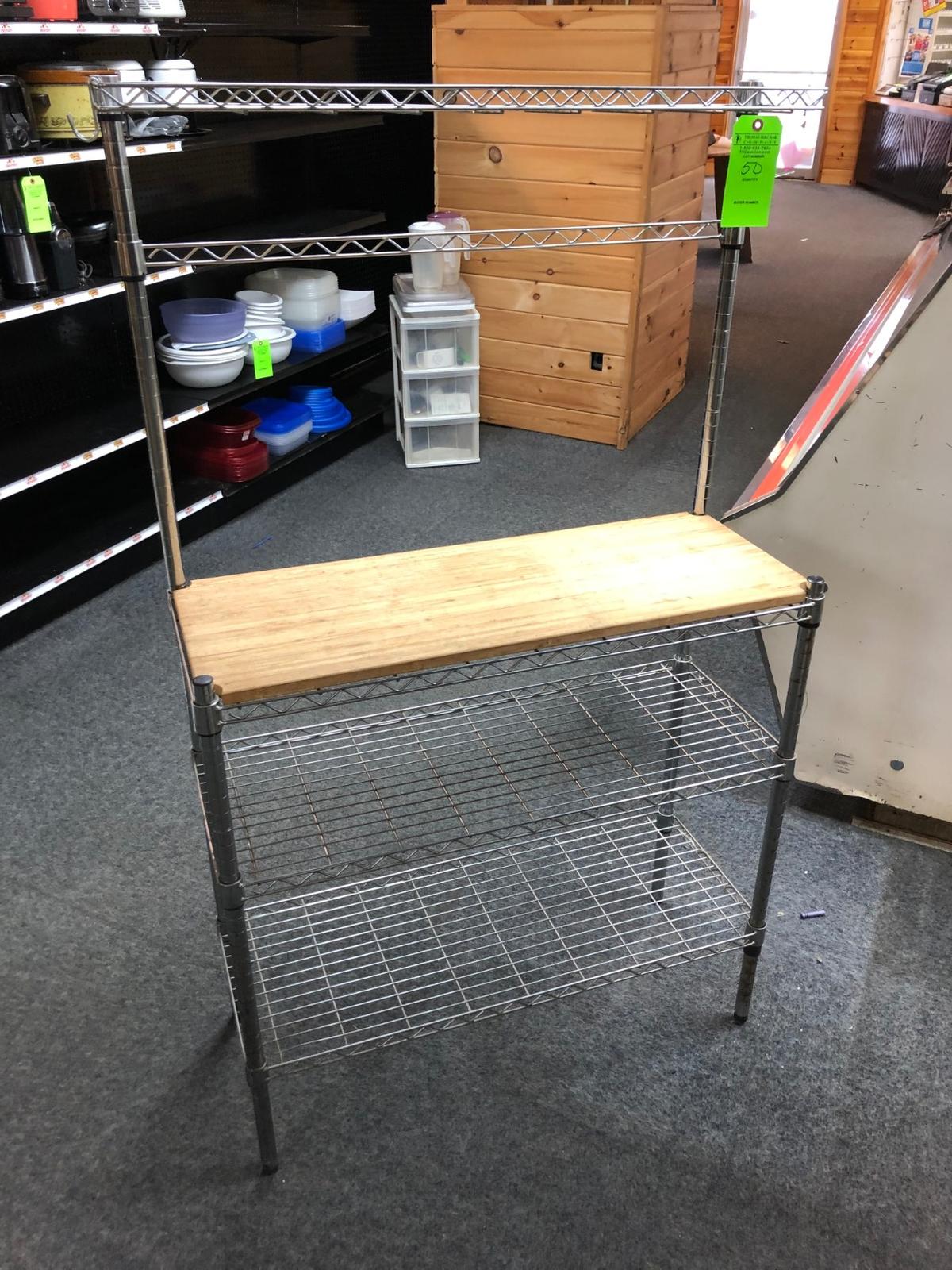 4-Tier Wire Rack w/ Butcher Block Top