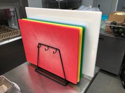 (6) Asst. Poly Cutting Boards w/ Stand