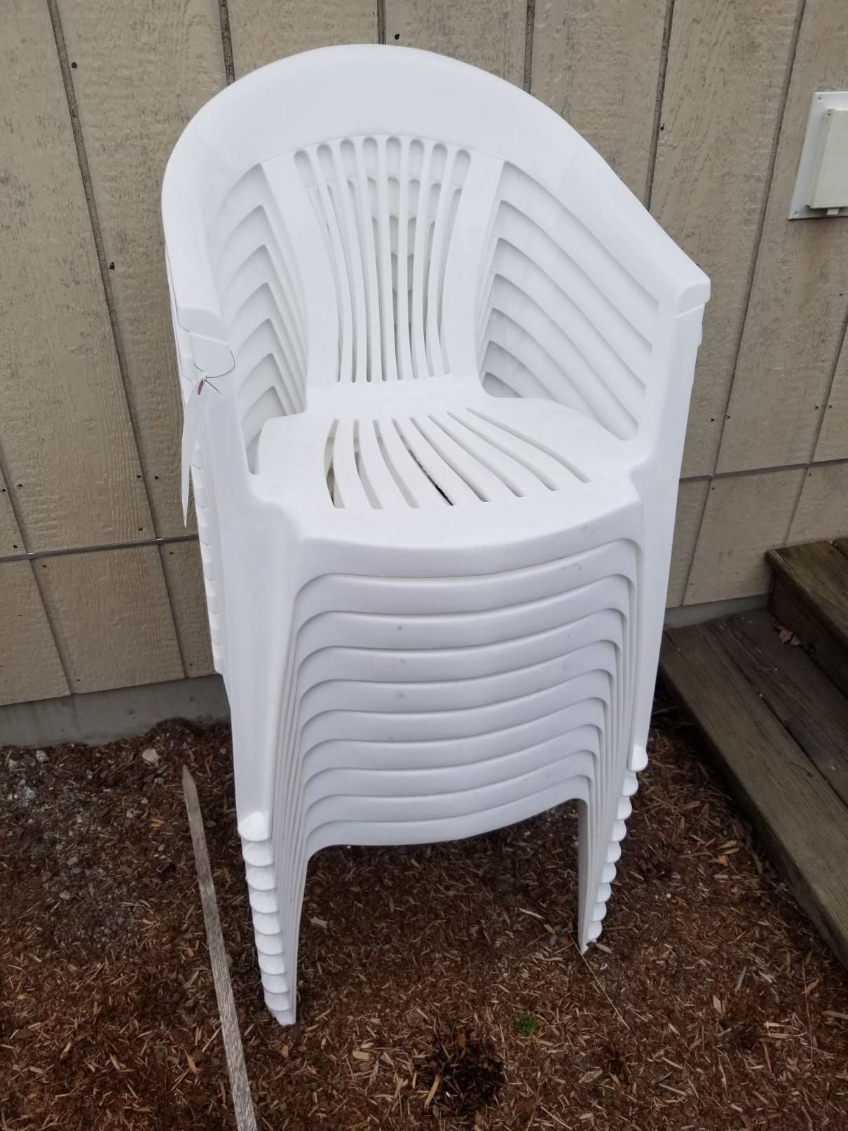 (10) Poly Stacking Patio Chairs