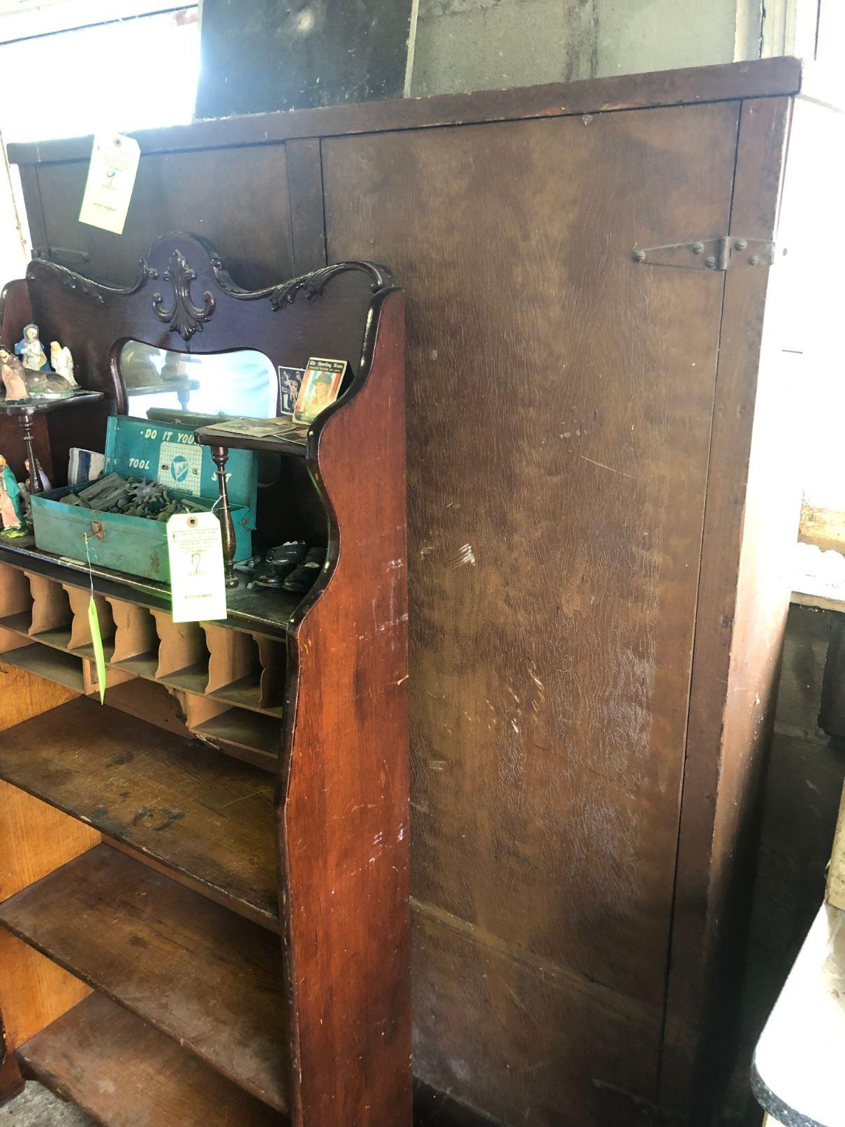 2-Door Antique Painted Wood Cupboard