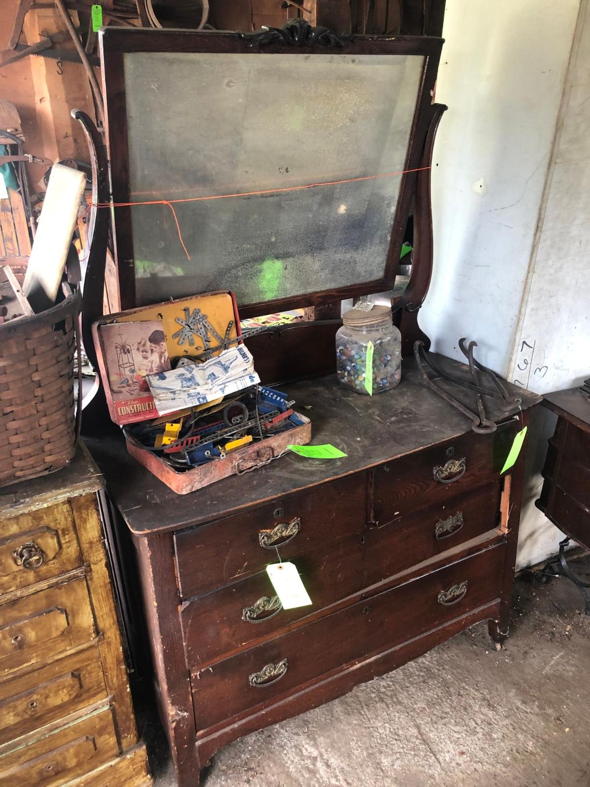 4-Drawer Mirror-Back Dresser