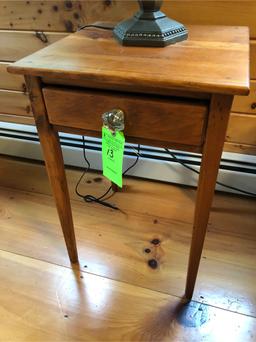 Single Drawer Pine Stand w/ Glass Pull