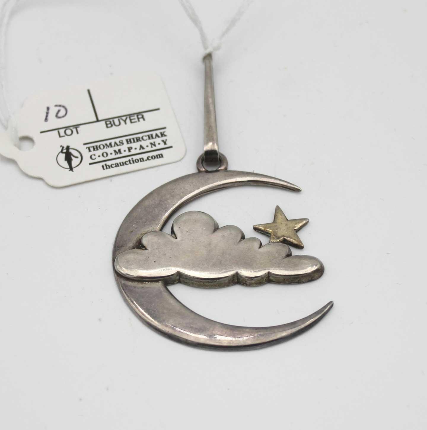 Old Newbury Crafters Sterling Silver Crescent Moon & Star Pendant