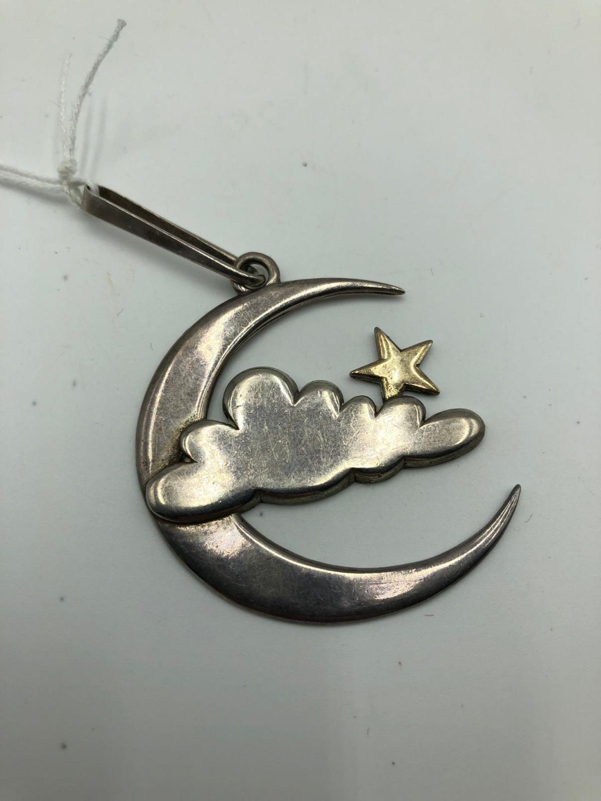 Old Newbury Crafters Sterling Silver Crescent Moon & Star Pendant