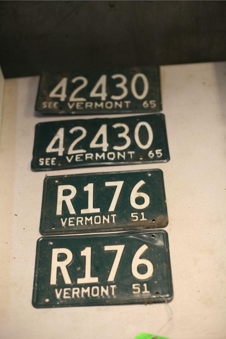(2) Pairs Of Vermont License Plates