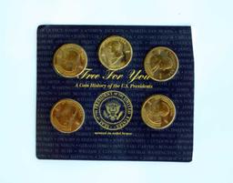 (4) Sets History of U.S. Presidents Readers Digest Issued in 1997, Brass Coins - (3) Sets of 7 coins