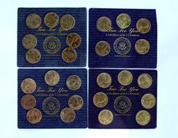 (4) Sets History of U.S. Presidents Readers Digest Issued in 1997, Brass Coins - (3) Sets of 7 coins
