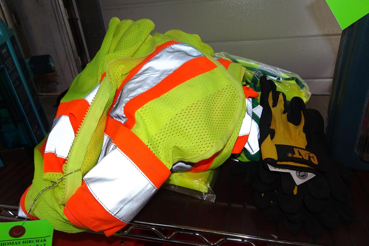 (8) Safety Vest & (3) pairs  "CAT" gloves