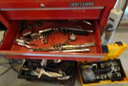 Craftsmen Roll around tool box with contents and (2) portable tool boxes