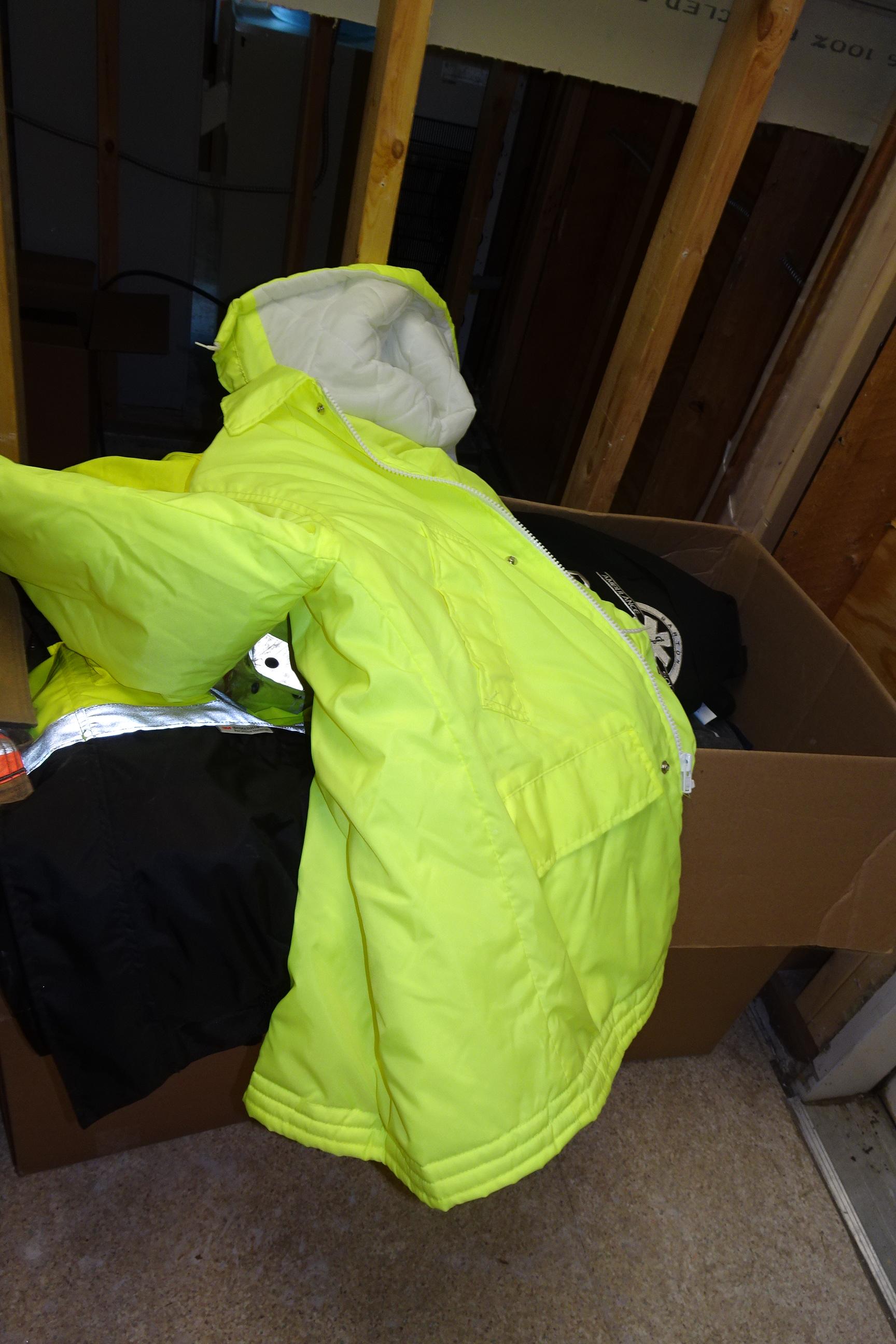 Emergency Responder Outdoor gear: (16) Winter & Fall Coats, some Neon Yello