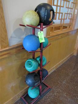 (9) Training Balls / Core Balls W/ Stand