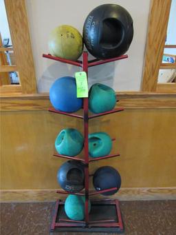 (9) Training Balls / Core Balls W/ Stand