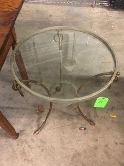 Round Iron and Brass Stand with galss top