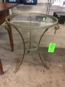 Round Iron and Brass Stand with galss top