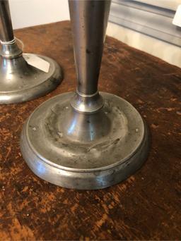 Pair of Antique Pewter Candle Sticks