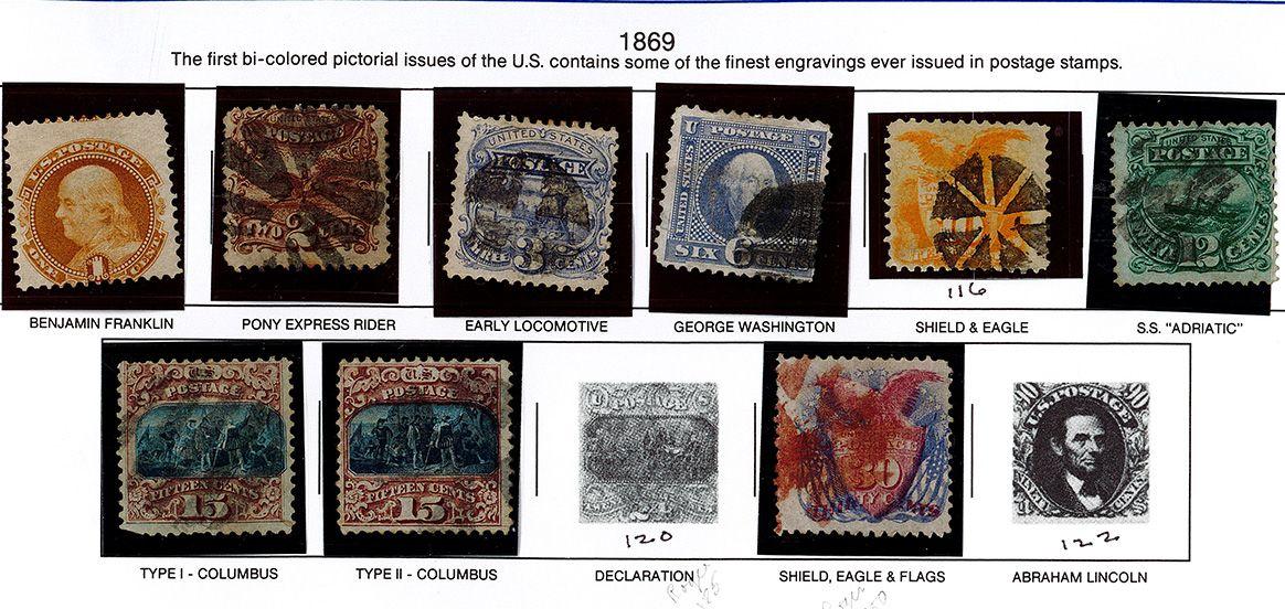 (9) 1869 US Stamps