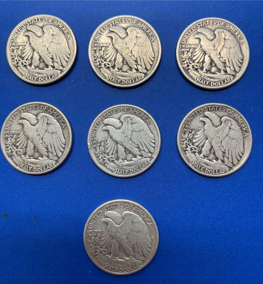 (7) Walking Liberty Half Dollars