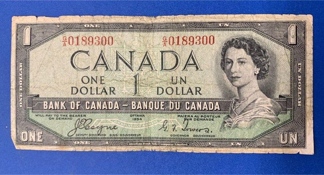 1954 Canadian $1 Bill
