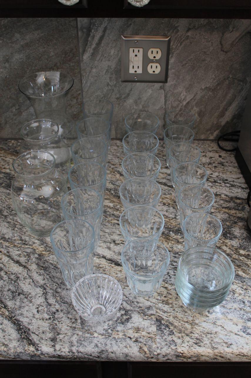 (27) Pcs. Glass Drinkware & Vases