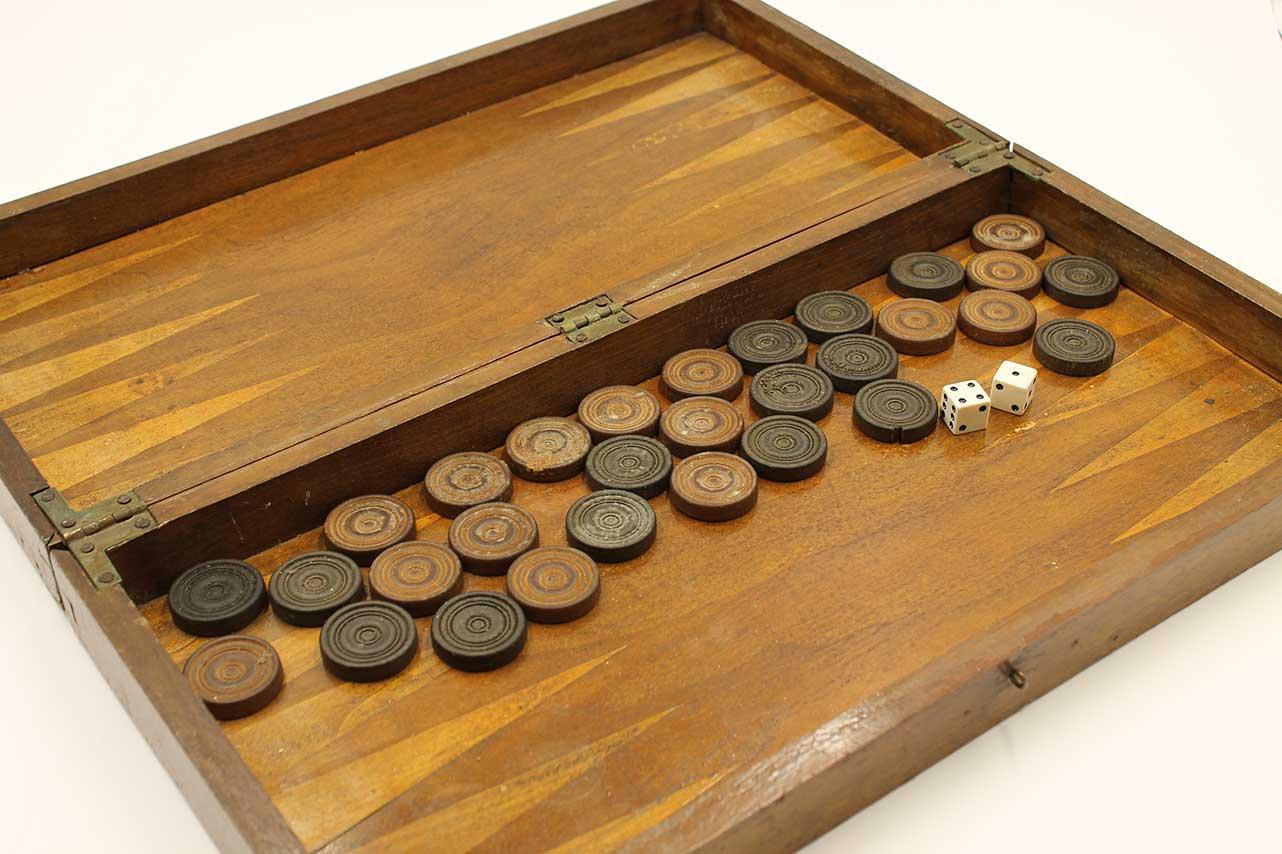 Vintage Inlaid Backgammon Set