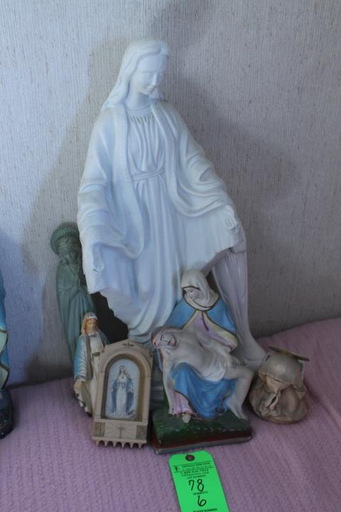 (6) Mary Figurines & Print