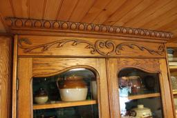 Antique Oak Kitchen Step-Back Cabinet