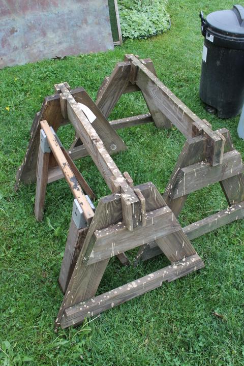 (3) Wood Sawhorses