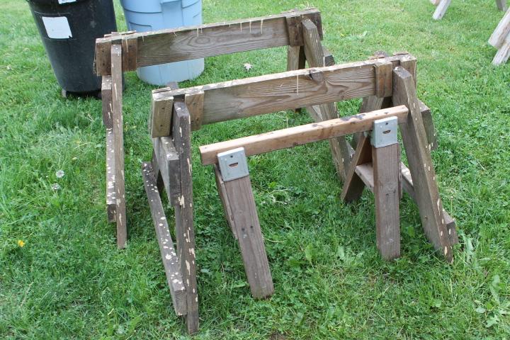 (3) Wood Sawhorses