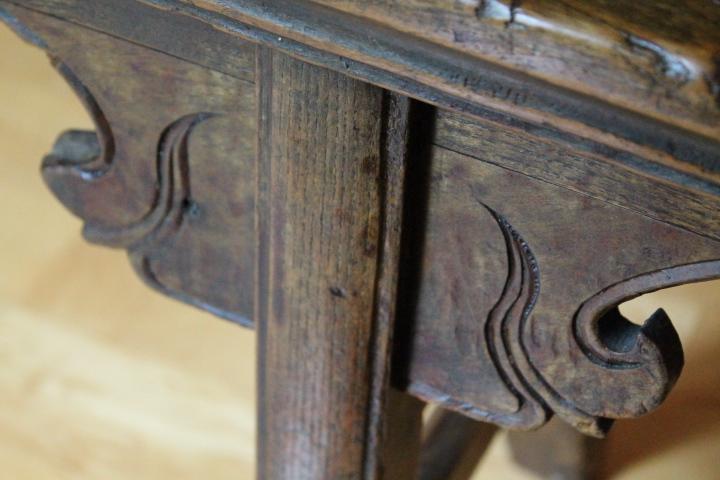 Carved Mortis and Tenon Construction Continental Oak Bench