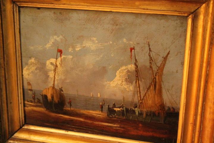 Contemporary Oil on Board Painting Depicting a Harbour Scene