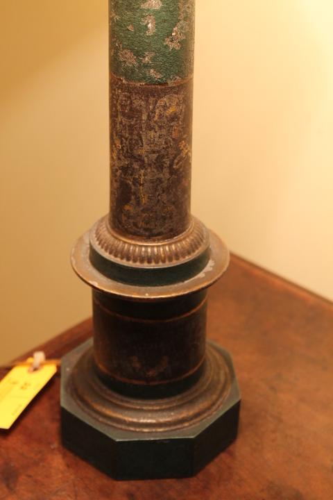 Vintage Polychrome Tin Column Form Table Lamp