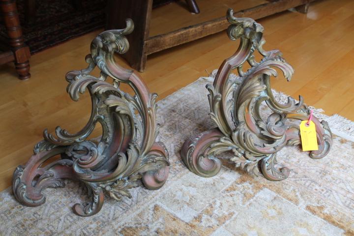 Vintage Iron Fireplace Fender/Vintage Brass Scrollwork End Pieces