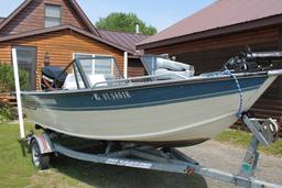 1990 Grumman 16' Aluminum Boat w/ Trailer & Mercury 90 hp Four Stroke Motor