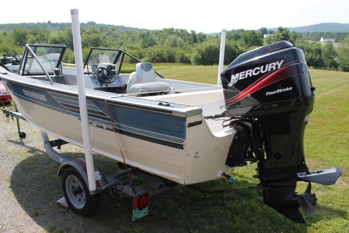 1990 Grumman 16' Aluminum Boat w/ Trailer & Mercury 90 hp Four Stroke Motor