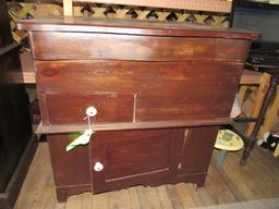 Pine Lift Top Commode & Contents