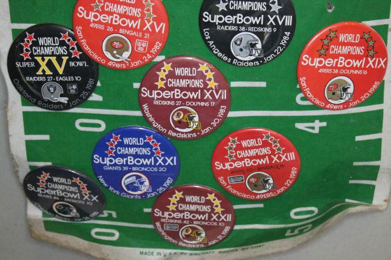 (23) NFL Commemorative Pins w/ Banner