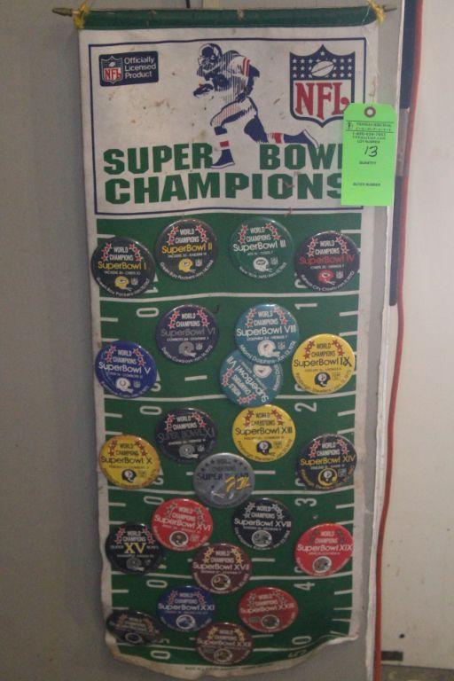 (23) NFL Commemorative Pins w/ Banner