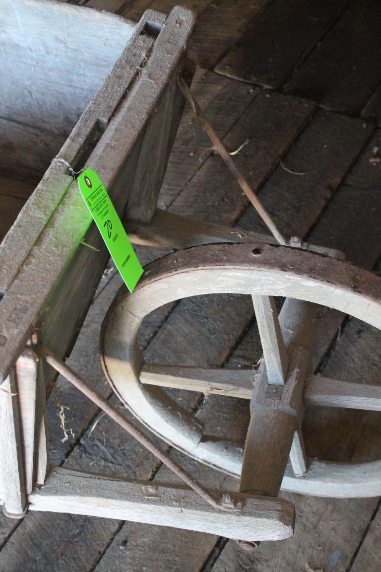 Antique Wooden Wheelbarrow