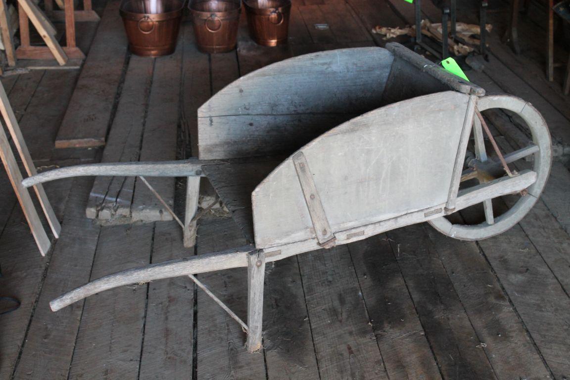 Antique Wooden Wheelbarrow