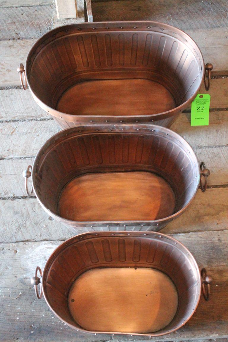 (3) Graduated Copper Tubs