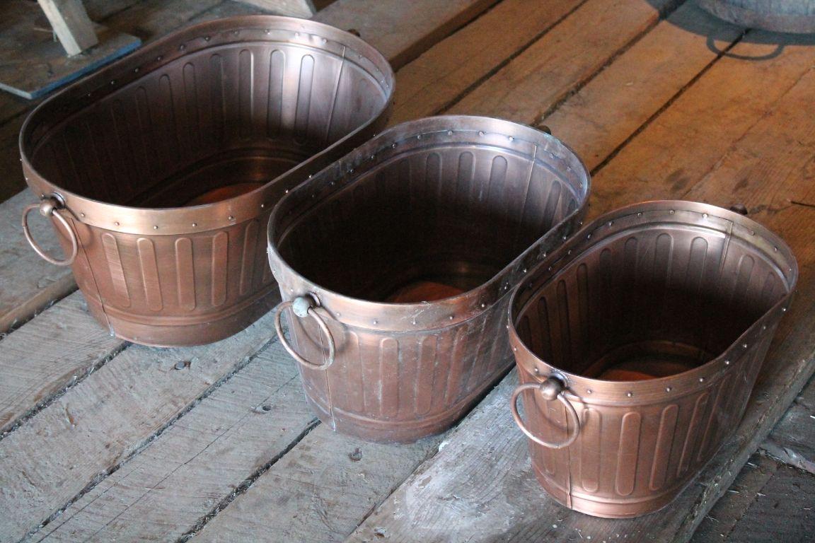 (3) Graduated Copper Tubs