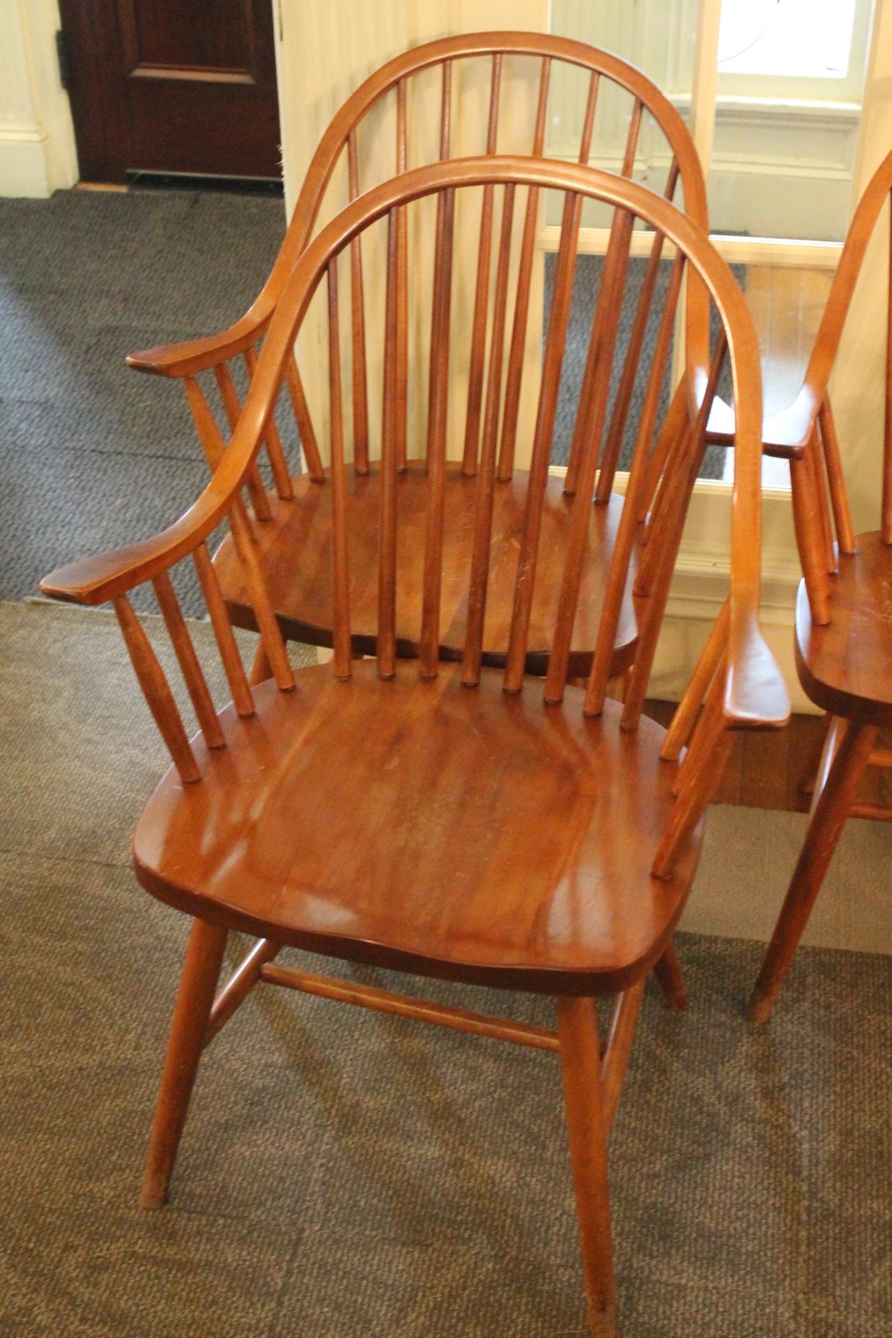 (8) Windsor Style Cherry Armchairs