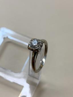 14K White Gold and Platinum Engagement Ring