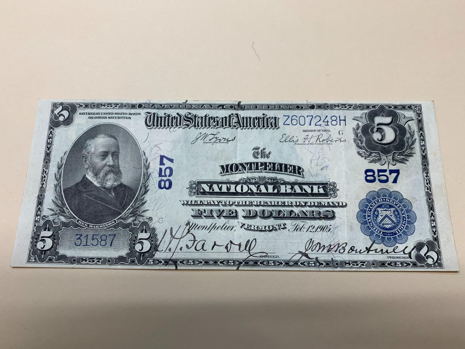 1902 U.S. $5.00 National Currency Note